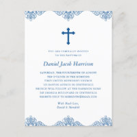 Blue Boys Baptism/Christening Invitation