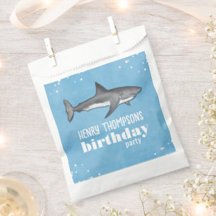 Blue Boys Birthday Party Sharks Custom Favour Bags