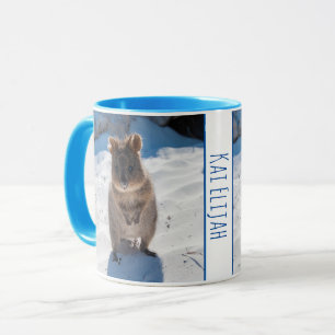 Blue Boys Kids Quokka Beach Personalised Mug