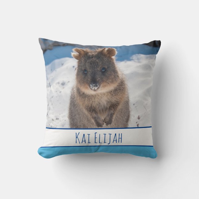 Blue Boys Personalised Quokka Beach Cushion (Front)
