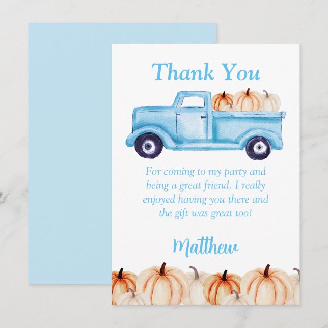 Blue Boys Popsicle Birthday Party Thank You Card (Front/Back)