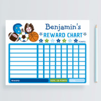 Blue Boys Sports Balls Reward Chart Chore Chart