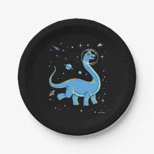 Blue Brachiosaurus Dinos In Space Paper Plate