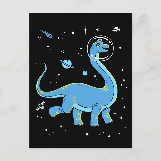 Blue Brachiosaurus Dinos In Space Postcard (Front)
