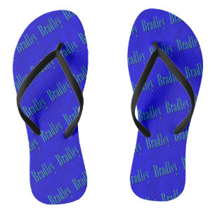 Blue Bradley Name Logo On Blue Mosaic, Jandals