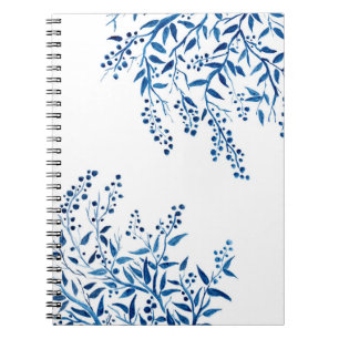 Blue Branches Watercolor Spiral Notebook