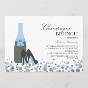 Blue Bridal Shower Champagne Brunch Invite