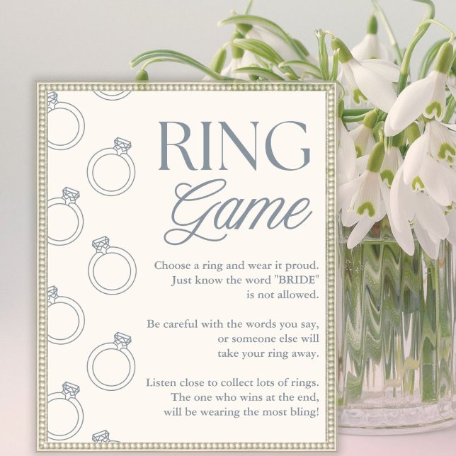 Blue Bridal Shower Don't Say Bride Ring Game Sign (Creator Uploaded)