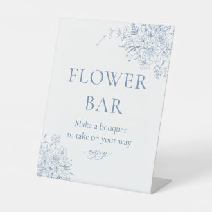 Blue Bridal Shower Flower bar Pedestal Sign