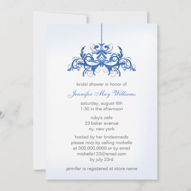 Blue Bridal Shower Invitations (Front)