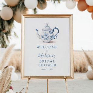 Blue Bridal Tea Party Wedding Shower Welcome Sign