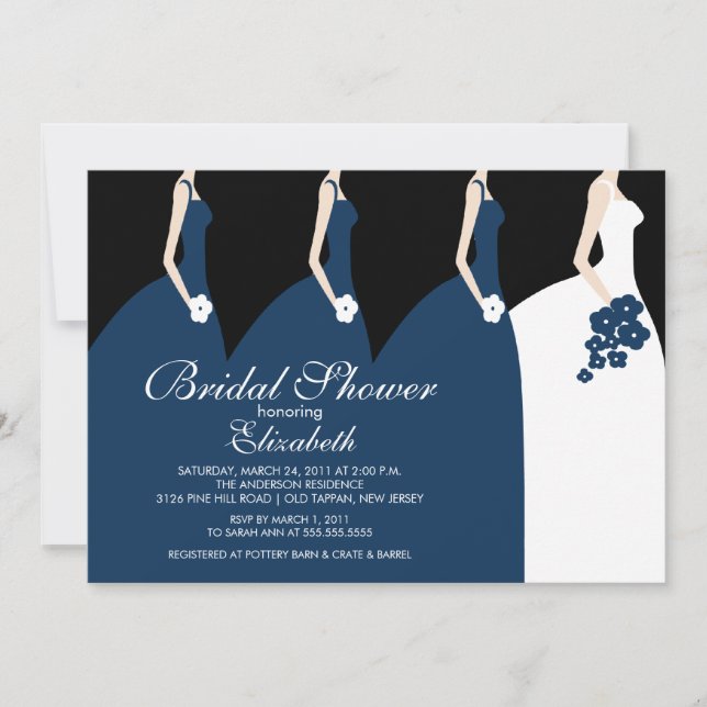 Blue Bride Bridesmaids Bridal Shower Invitation (Front)