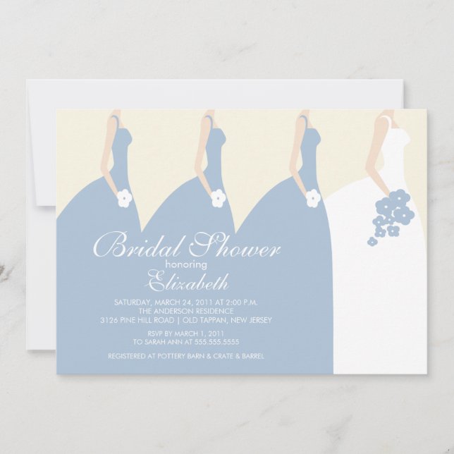 Blue Bride Bridesmaids Bridal Shower Invitation (Front)