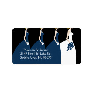 Blue Bride & Bridesmaids Return Address Label