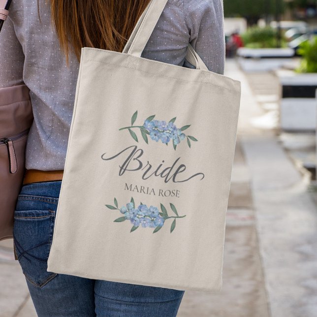 Blue Bride Personalised Floral  Tote Bag (Creator Uploaded)