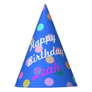 Blue bright fun polka dots custom birthday hat