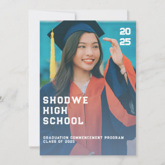 Blue Brilliance A Modern Graduation Program Invitation