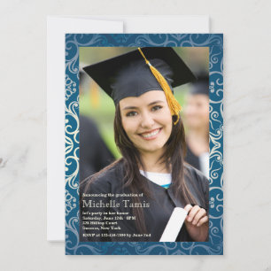 Blue Brilliance Photo Frame Invitation