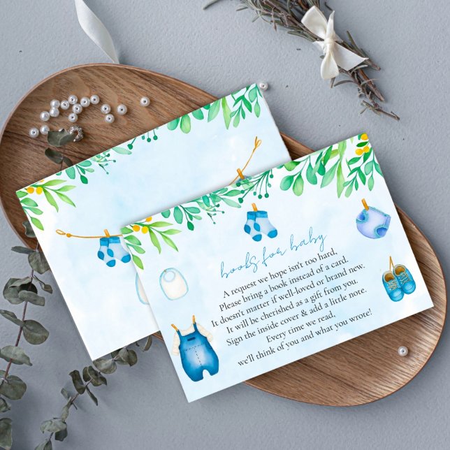 Blue Bring a Book Baby Shower Boy Request Enclosure Card (Blue Bring a Book Baby Shower Boy Request Enclosure Card)