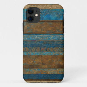Blue Bronze and Gold Grunge Stripes Case-Mate iPhone Case