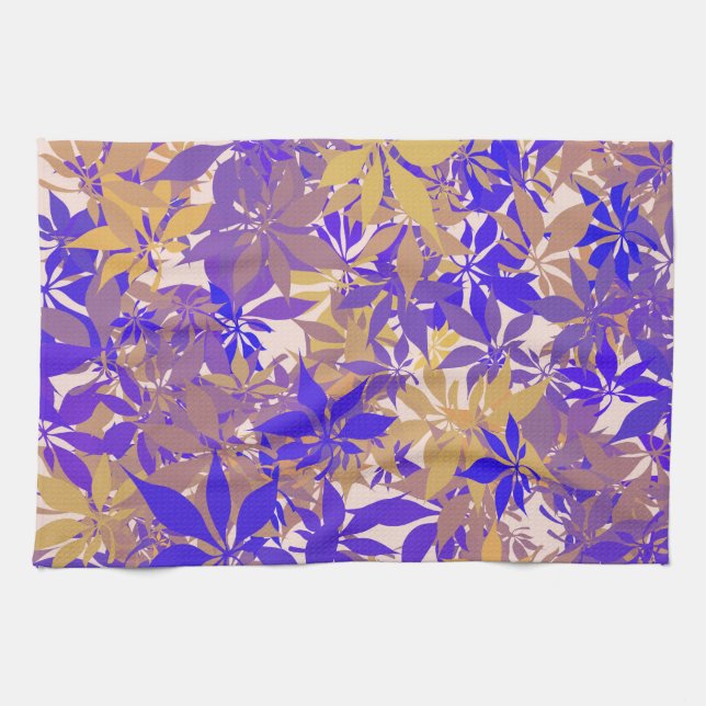 Blue, Bronze and Purple Chestnut Leaves Tea Towel (Horizontal)