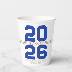 Blue & Bronze Class of Personalised Graduation Paper Cups