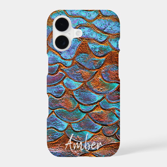Blue Bronze Copper Metallic Pattern Personalised iPhone Case (Back)