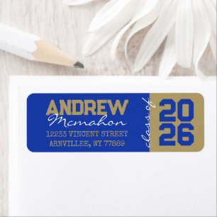 Blue & Bronze Graduation Return Address Labels