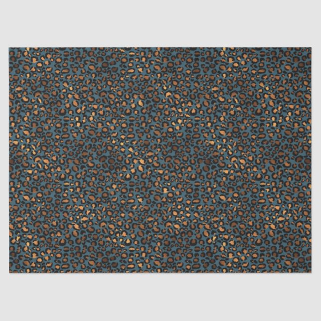 Blue Bronze Leopard Print Tissue Paper (Front)