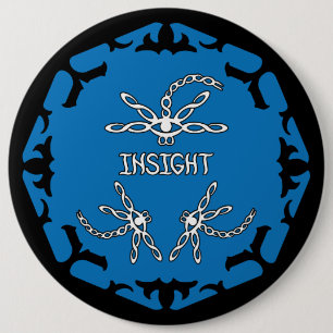 Blue, Brow 3rd Eye Chakra "Insight" Dragonflies 6 Cm Round Badge