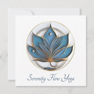 Blue Brown Abstract Lotus Flower Elegant stylish Invitation