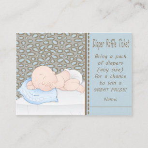 Blue/Brown and Cute Baby Diaper Raffle Tickets Enclosure Card