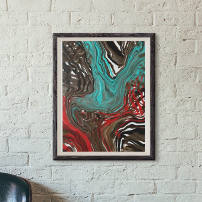 Blue, Brown and Red Fluid Abstract Art  Photo Print (Creator Uploaded)