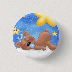 Blue Brown Bear 3 Cm Round Badge