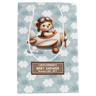 Blue Brown Bear Baby Shower Favour Bag For Boys