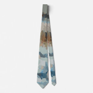 Blue brown beige taupe modern abstract nature tie