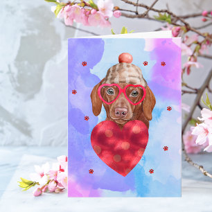 Blue Brown Dachshund Valentine's Day Gift Dog Card