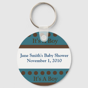 Blue & Brown Dot It's A Boy Key Chain Shower