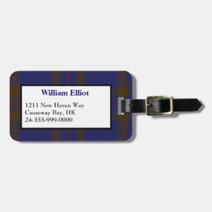 Blue & Brown Elliot Tartan Plaid Luggage Tag