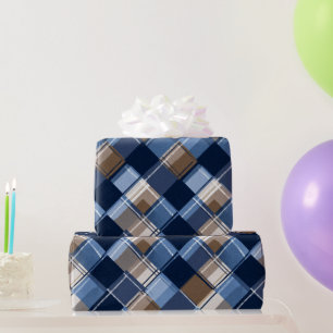 Blue & Brown Father’s Day Pattern  Wrapping Paper
