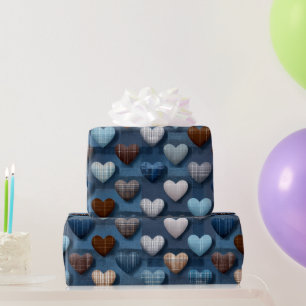 Blue & Brown Father’s Day Pattern  Wrapping Paper