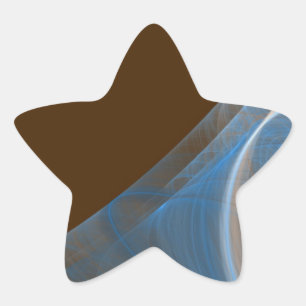 Blue & Brown Fractal Background Star Sticker