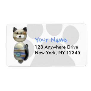 Blue Brown Glass Bead Cat