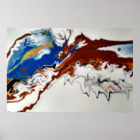 Blue Brown Gold Marble Abstract Fluid Art