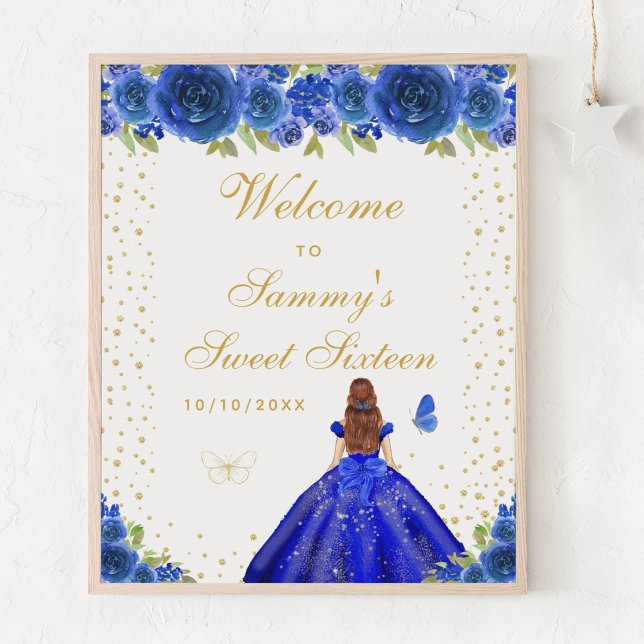 Blue Brown Hair Girl Sweet Sixteen Welcome Poster (Creator Uploaded)