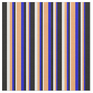Blue, Brown, Mint Cream, and Black Pattern Fabric
