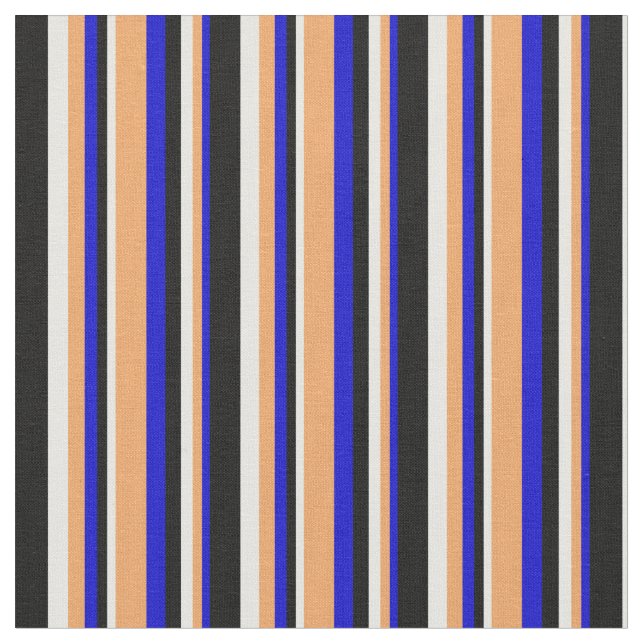 Blue, Brown, Mint Cream, and Black Pattern Fabric (Close Up)