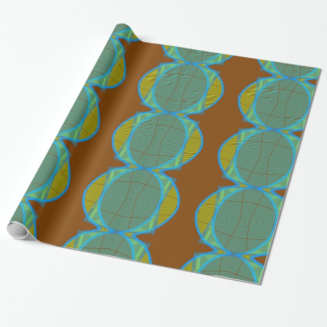 Blue Brown Modern Geometric Abstract Pattern Wrapping Paper (Unrolled)