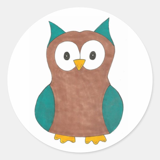 Blue Brown Owl Pattern Bird Print Owls Sticker (Front)