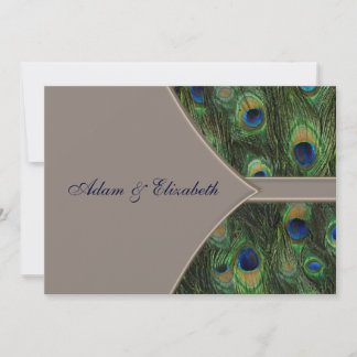 Blue Brown Peacock Wedding Invitations